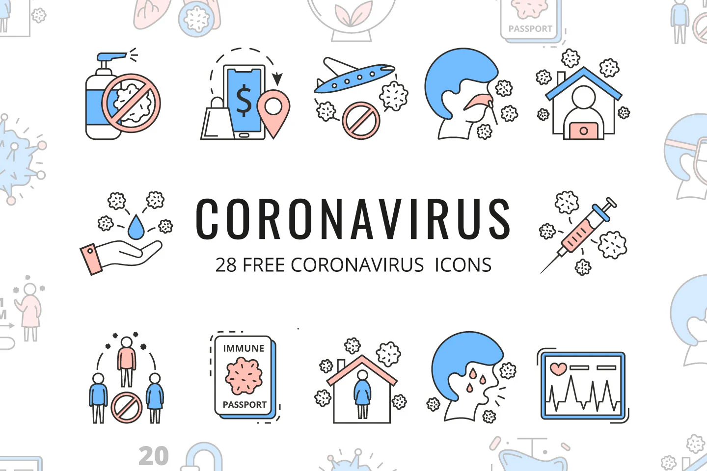 Freebie: COVID-19 Icon Set (56 Icons, AI, EPS, SVG, PNG)