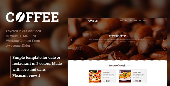 Coffee -  Responsive Restaurant Cafe Site Template