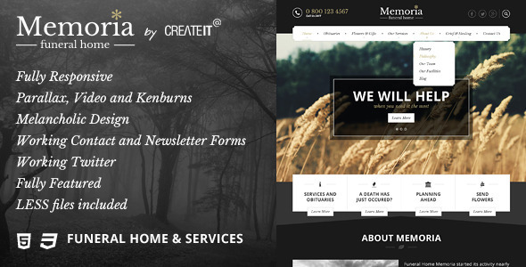 Memoria - Funeral Home HTML Template