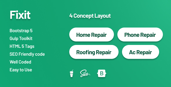 Phone, Computer Repair Shop Website Template | Fixit