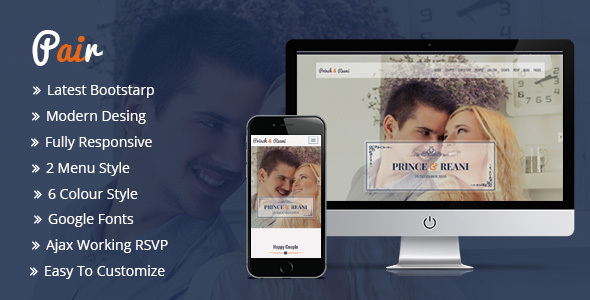 Pair Responsive HTML5 Wedding Template