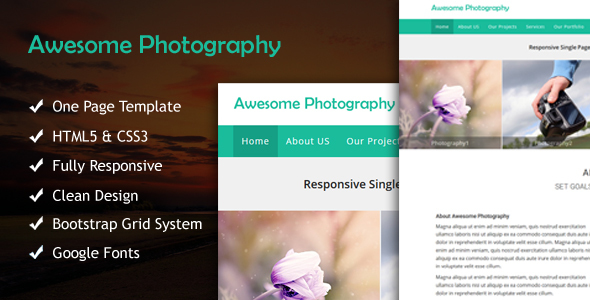 Awesome Photography Responsive Multipurpose Single Page Template