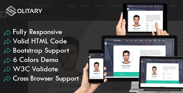Solitary - One Page Portfolio, Resume and CV