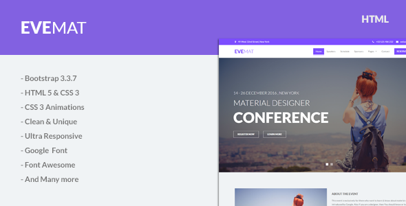 EveMat | Responsive HTML Event Template