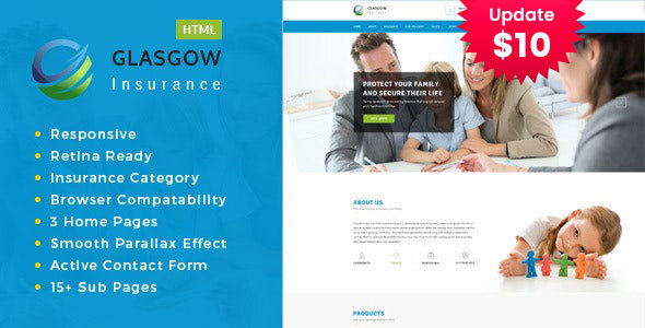 Glasgow– Insurance Agency HTML template