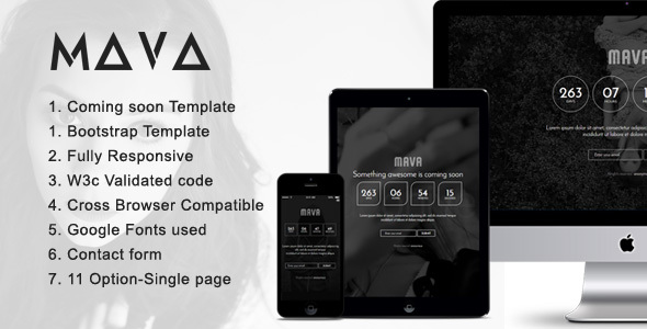 MAVA - Coming Soon HTML Template