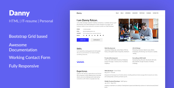 Danny — Web Developer Resume HTML Template
