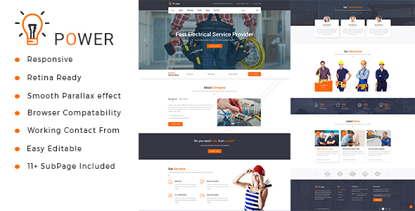 Power : Electrician & Repairing HTML Template