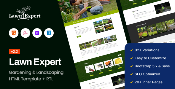 Lawn Expert - Gardening & Landscaping Bootstrap 5 Template