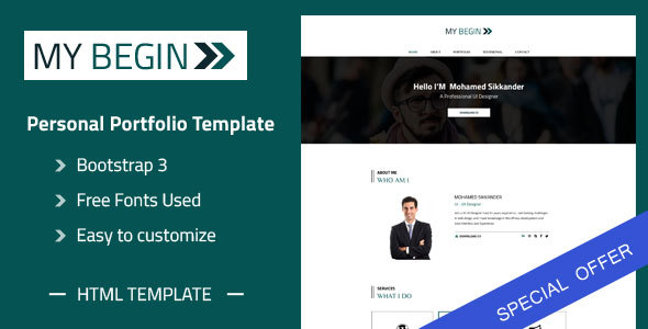 My Begin - Personal Portfolio HTML Template