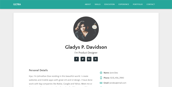 Ultra - Responsive Resume & CV Template