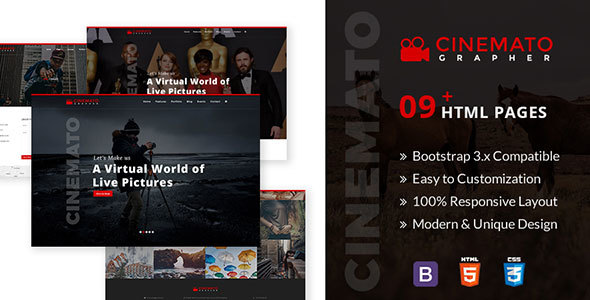 Cinemato Grapher - Multipurpose Html5 Template For CinematoGraphy & PhotoGraphy