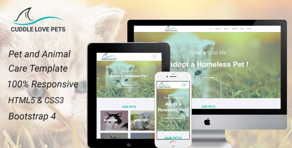Cuddle Love Pet - A Complete Pet Shop, Job Directory HTML5 Template.