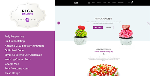 Riga - Candy & Sweets HTML Template