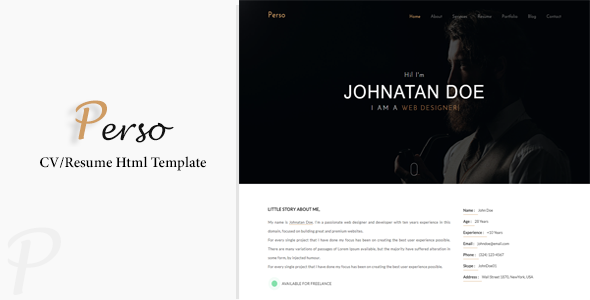 Perso - Personal Resume / CV / Portfolio HTML Template