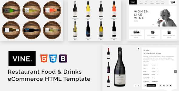 Vine – Restaurant Food & Drinks eCommerce HTML Template