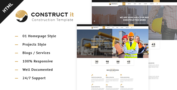 Construct It - Factory / Industrial / BuildersHtml Template