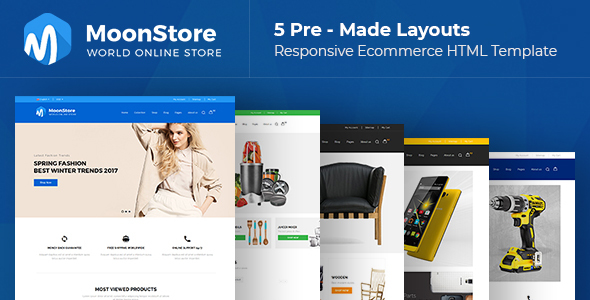 Moonstore - 5 Multipurpose Responsive Ecommerce HTML Template