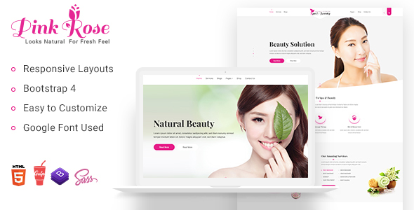 Pink Rose Spa Beauty Salon Website Templates