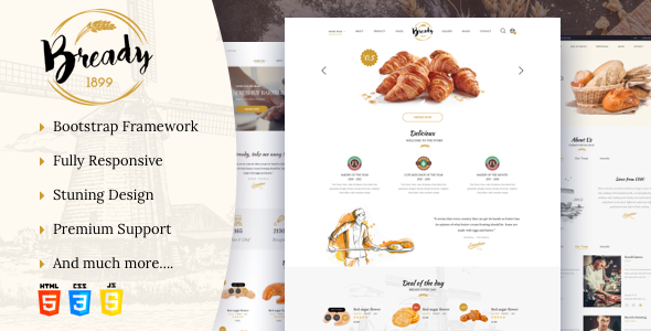 Bready - Bakery, Cakery & Food Template