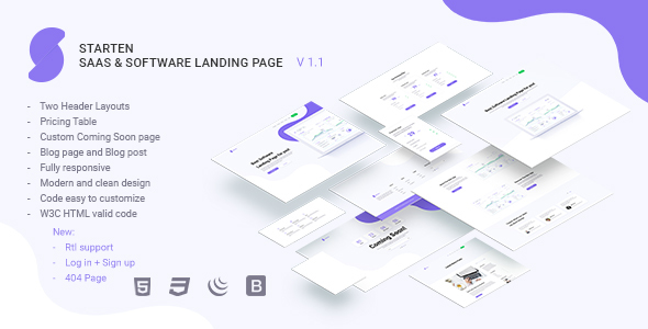 Starten SaaS & Software Landing Page + Rtl support