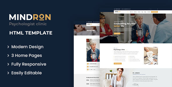 Mindron - Psychology & Counseling HTML Template