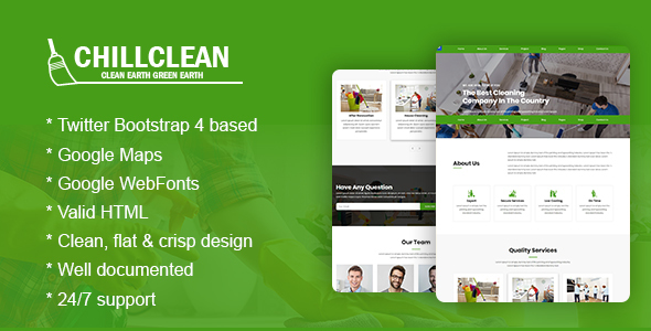 Chillclean - Cleaning Services HTML5 Bootstrap4 Responsive Template