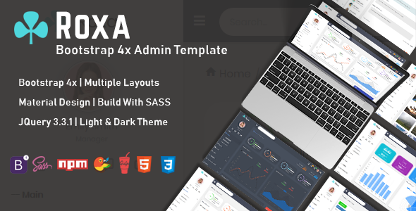 Roxa - Bootstrap 4 Material Design Admin Dashboard Template