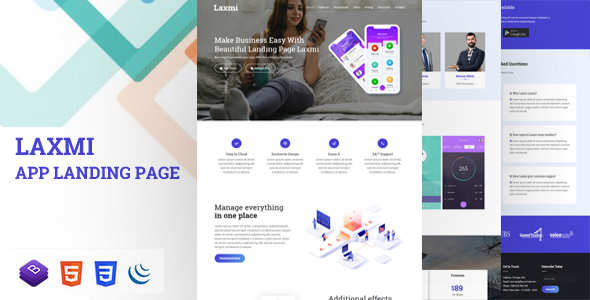 Laxmi - Responsive App & Mobile Landing Page