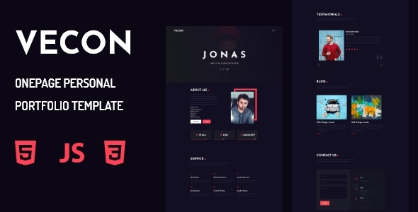 Vecon - Personal Portfolio OnePage Template