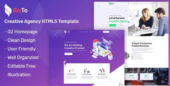 BizTo - One Page Creative Agency HTML5 Template