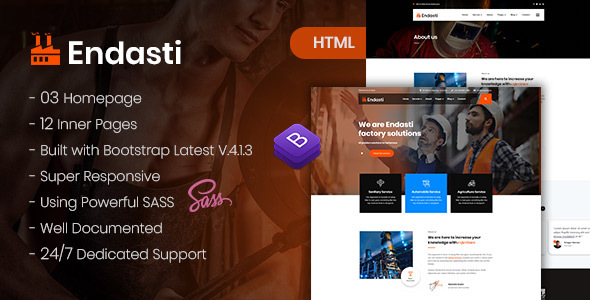 Endasti - Industrial Industry & Factory HTML Template