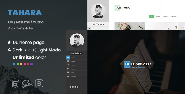 TAHARA Personal Vcard HTML Template