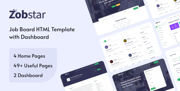 Zobstar - Job Board HTML Template with Dashboard