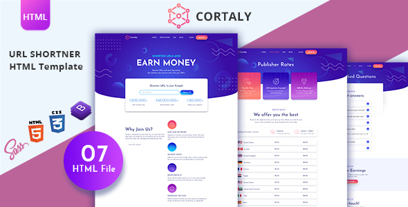 Cortaly - URL Shortner HTML Template