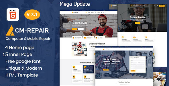 CM-Repair - Repair Computer and Mobile Store HTML Template