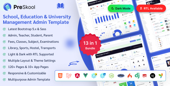 PreSkool - School, College, Education ERP and LMS Admin Dashboatd Template