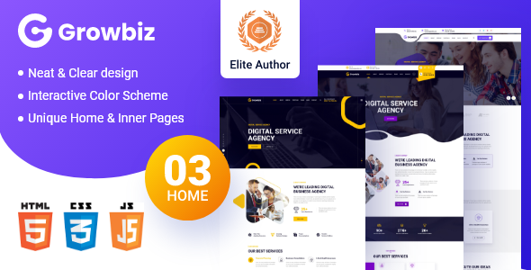Growbiz - Digital Service Agency HTML5 Template