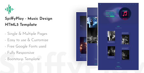 SpiffyPlay - Music Design HTML5 Template