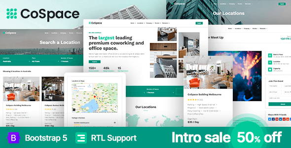 CoSpace - Coworking Company & Events HTML Template + RTL