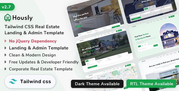 Hously - Tailwind CSS Real Estate Landing & Admin Dashboard Template (Tailwind CSS v4)