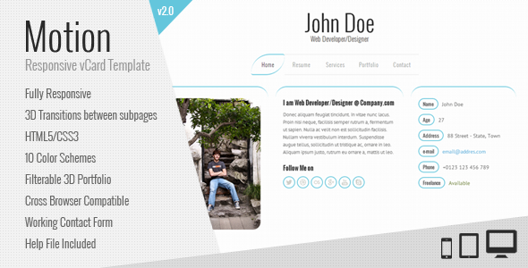Motion | vCard HTML Template