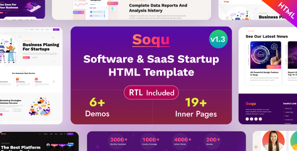 Soqu - Software & SaaS Startup Bootstrap 5 Template