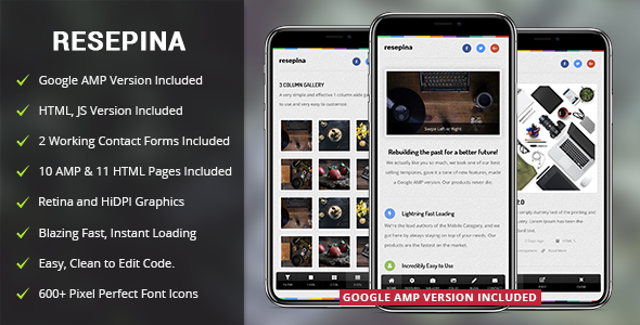 Resepina Mobile Template & Google AMP