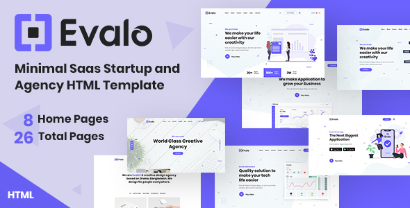 Evalo - Minimal SaaS Startup & Agency Html Template