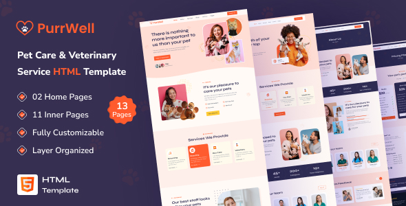 PurrWell - Pet Care and Veterinary Service HTML Template