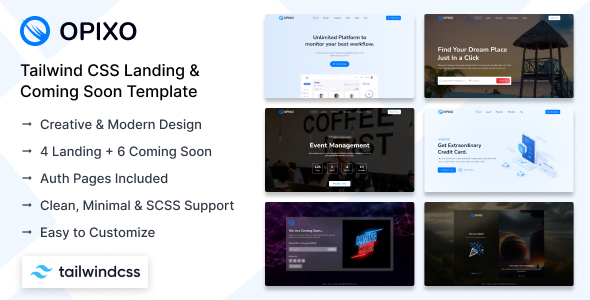 Opixo - Tailwind CSS Landing & Coming Soon Template