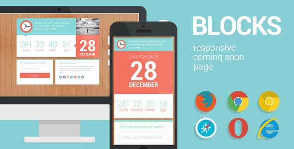 Blocks - Responsive Coming Soon page