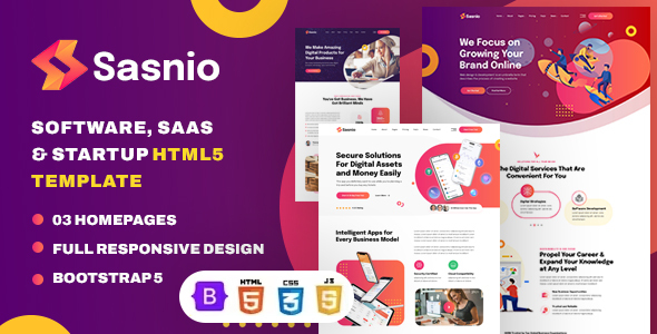 Sasnio - Software, SaaS & Startup HTML5 Template