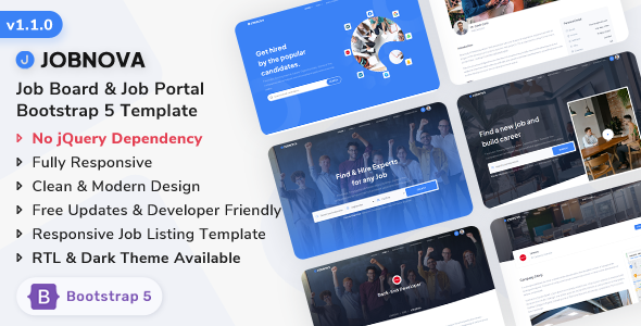 Jobnova - Job Listing, Job Board, Job Portal and Job Listing Bootstrap 5 Template